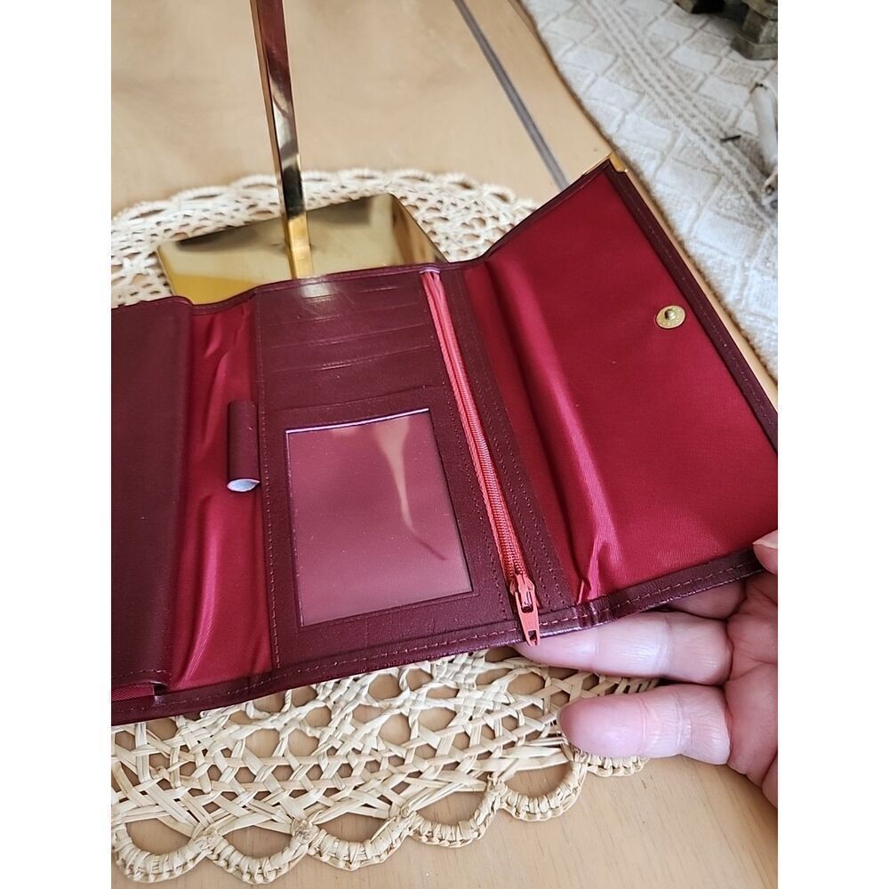 Vintage Prince Gardner Cowhide Kiss lock Maroon Wallet Checkbook - Picture 6 of 7